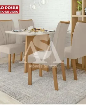 CJ MESA 4C LOPAS CELEBRARE S/VIDRO CANT.COPO CAD APOGEU 120X80 NATURAL