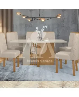 CJ MESA 6C LOPAS ASTRID CANT.COPO CAD ASTRID 170X90 LINHO RINZAI BEGE