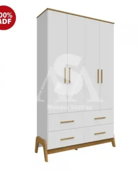 ROUPEIRO 4P. ABRIR 4G PEROBA GUTI RETRO BRANCO BRILHO/AMENDOA