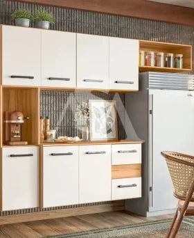 COZINHA NICIOLI COMPACTA JULIETE C/ BALCAO FREIJO/OFF WHITE