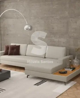 ESTOFADO PEREIRA MOVEIS 6 LUGARES LOFT 322 COM CHAISE E DECK LINHO ARE