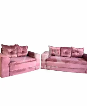 CJ ESTOFADO BOMFLEX 2/3 LUGARES HAITI ROSE VELUDO INCA 14