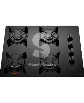 FOGAO  4B ATLAS COOKTOP  UTOP MESA VIDRO ESMALTADO VP GAS PRETO