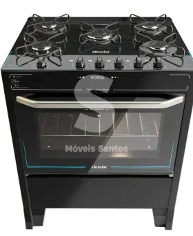 FOGAO 5B BRASLAR PISO HORUS TOP CONTROL AUTOMATICO BLACK