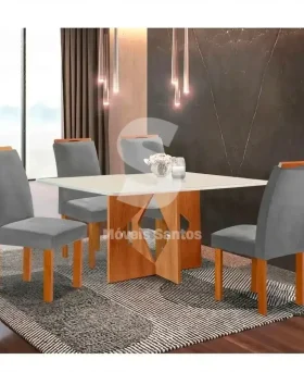 CJ MESA 4C CEL MOVEIS MILAO RETANGULAR 120X80 TAMPO LONDRES PLUS C/VDO CAD.LONDRES TEC 171 CINAMOMO