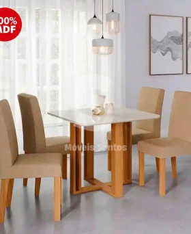 CJ MESA 4C CIMOL FLORA QUADRADA 94X94 NATURE / OFF WHITE / GENGIBRE