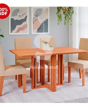 CJ MESA 4C CIMOL FLORA S/VIDRO RETANGULAR 130X80 MAIA CINAMOMO/GENGIBRE