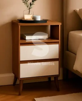 MESA DE CABECEIRA 2G EJ RETRO ROMA FREIJO/OFF WHITE