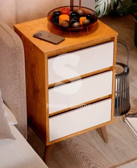 MESA DE CABECEIRA 3G EJ RETRO WOOD FREIJO / OFF WHITE