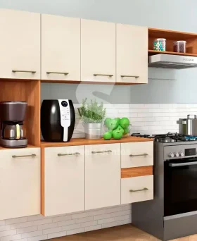 COZINHA FELLICCI COMPACTA MILA C/ BALCAO CINAMOMO/OFF WHITE