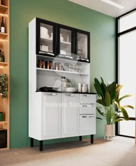 KIT 6P 2G ITATIAIA PRATIKA 120CM BRANCO/PRETO 1819