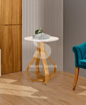 MESA LATERAL JA INOVARE C/VIDRO NATURE/OFF WHITE