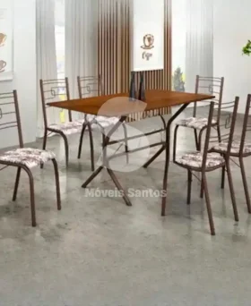CJ MESA 6C MOVEIS TEIXEIRA PARATY RETANGULAR 140X75 BRANCO MARROM / MA