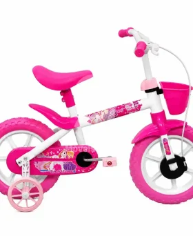 BICICLETA TK3 TRACK ARCO IRIS ARO 12 INFANTIL S/MARCHA BRANCO/FUCCIA
