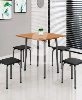 CJ MESA 4 BANQ SOMA LUANA 68X68 QUADRADA PRETO PRATA CINAMOMO