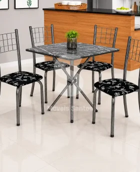 CJ MESA SOMA 4C DANY 70X70 QUADRADA FLORAL CINZA LACA