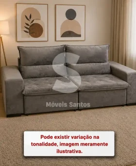 ESTOFADO BOMFLEX CHILE RETRATIL CINZA VELUDO INCA 10