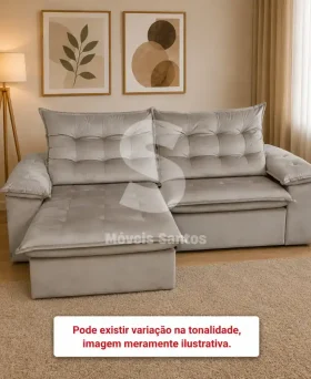 ESTOFADO BOMFLEX GRECIA RETRATIL AREIA ASTECA VELUDO INCA 03