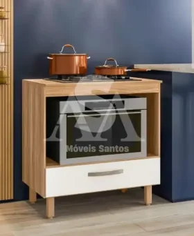 BALCAO NICIOLI 1G P/ COOKTOP 80 FREIJO/OFF WHITE CRISTAL