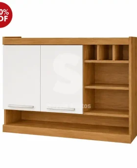 ARMARIO NESHER 2P ABRIR C/ ADEGA BURGUESA PREMIUM 120CM FREIJO / BRANC