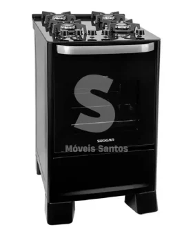 FOGAO 4B SUGGAR PISO BEST GLASS MESA DE VIDRO PRETO