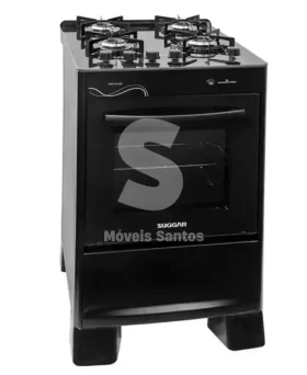 FOGAO 4B SUGGAR PISO NEO GLASS MESA VIDRO PRETO