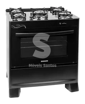 FOGAO 5B SUGGAR PISO NEO GLASS MESA VIDRO PRETO