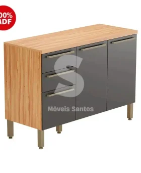 BALCAO RONIPA 3P 2G NAPOLI PRIME 120CM AMENDOA/CHUMBO