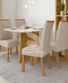 CJ MESA 4C LOPAS CELEBRARE CANT.COPO CAD APOGEU 120X80 NATURALE CREME AMENDOA CLEAN/OFF WHITE