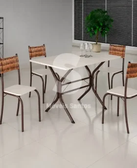 CJ MESA 4C MOVEIS TEIXEIRA ATLANTA RETANGULAR 120X75 C/RATAN CARVALHO